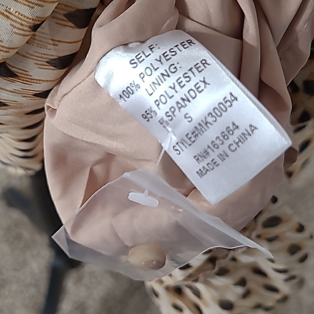Chiffon Ruffled Dotted Mini Neutral Tan Gold - Picture 9 of 13